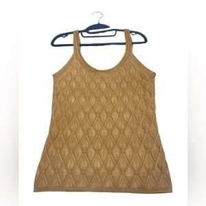 White House Black Market Diamond Stitch Sweater Tank In Gold, Knit Camisole